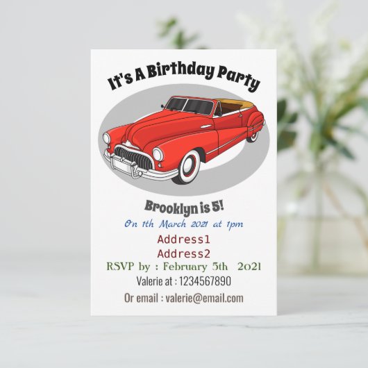 Classic red 1948 automobile kaart (Staand voorkant)