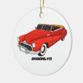 Classic red 1948 automobile keramisch ornament (Links)
