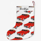 Classic red 1948 automobile kleine kerstsok (Achterkant)