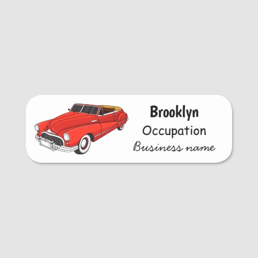 Classic red 1948 automobile naamplaatje (Voorkant)