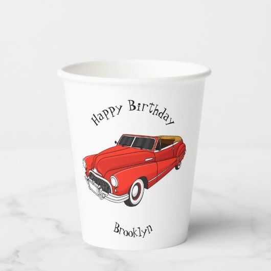 Classic red 1948 automobile papieren bekers (Voorkant)