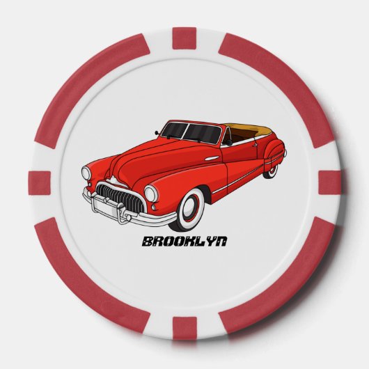 Classic red 1948 automobile poker chips (Voorkant)