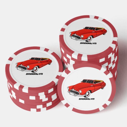 Classic red 1948 automobile poker chips (Opstapeling)