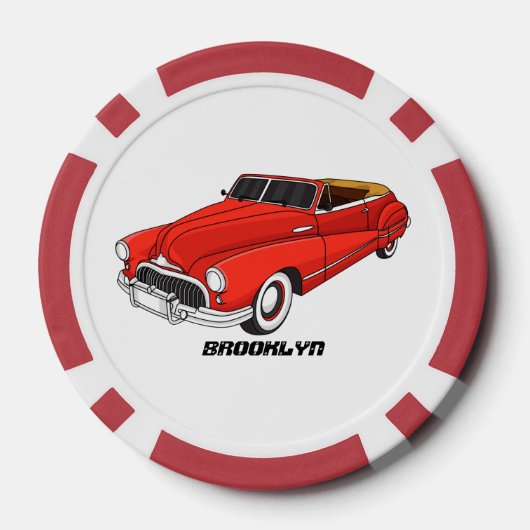 Classic red 1948 automobile poker chips (Achterkant)
