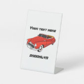 Classic red 1948 automobile reclamebord met voetstuk (Voorkant)