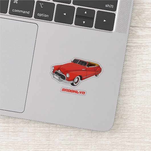 Classic red 1948 automobile sticker (Detail)