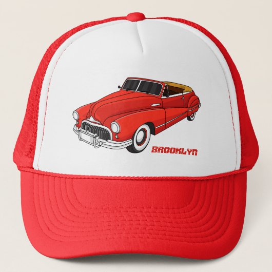 Classic red 1948 automobile trucker pet (Voorkant)