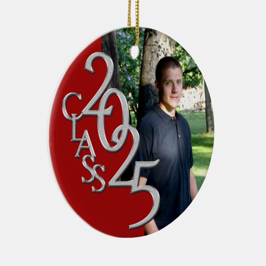 Classic Red 2025 Afstuderen Foto Keramisch Ornament (Rechts)