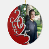 Classic Red 2025 Afstuderen Foto Keramisch Ornament (Links)