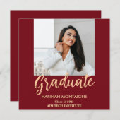 Classic Red Afstuderen Uitnodiging (Voorkant / Achterkant)