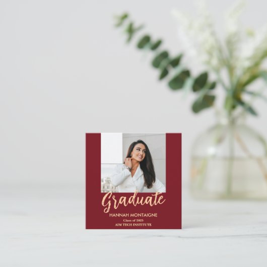 Classic Red Afstuderen Uitnodiging Informatiekaartje (Staand voorkant)