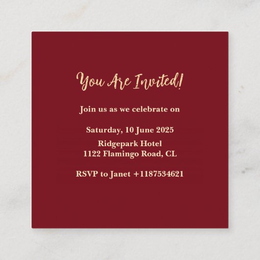 Classic Red Afstuderen Uitnodiging Informatiekaartje (Achterkant)