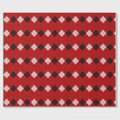 Classic Red and Black Argyle Pattern Cadeaupapier (Vlak)