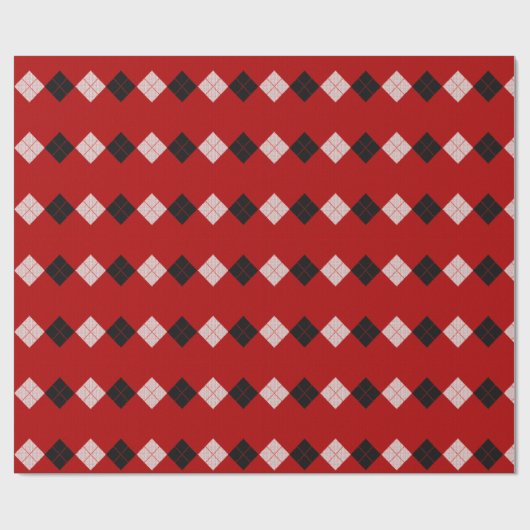 Classic Red and Black Argyle Pattern Cadeaupapier (Vlak)