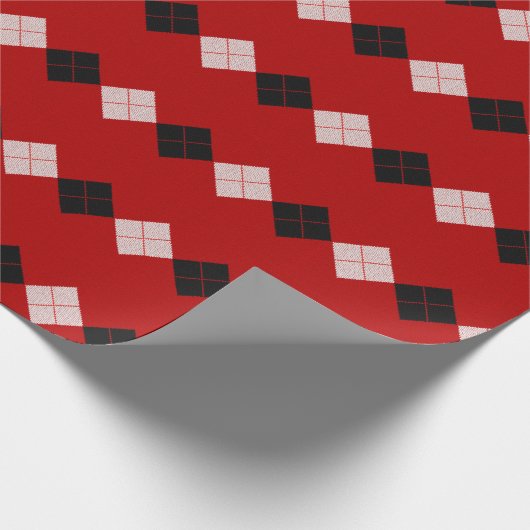 Classic Red and Black Argyle Pattern Cadeaupapier (Hoek)