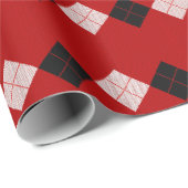 Classic Red and Black Argyle Pattern Cadeaupapier (Rol Hoek)