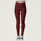 Classic red and black buffalo plaid patterned leggings (Voorkant)
