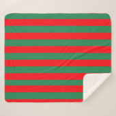 Classic Red and Green Christmas Stripes Sherpa Deken (Voorkant (horizontaal))