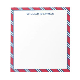 Classic Red and Navy Diagonal Stropdas Stripe Patt Notitieblok