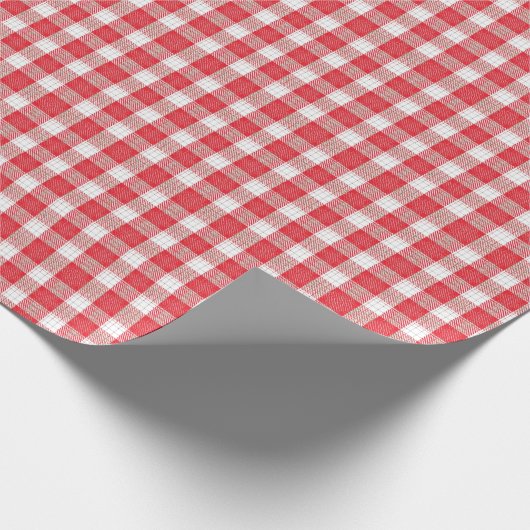 Classic Red and White Gingham Check Picnic Cadeaupapier (Hoek)