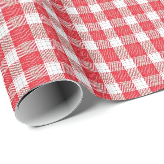 Classic Red and White Gingham Check Picnic Cadeaupapier (Rol Hoek)