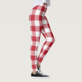 Classic Red and White Gingham Checkered Pattern Leggings (Rechts)