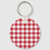 Classic Red and White Gingham Checkered Pattern Sleutelhanger (Achterkant)