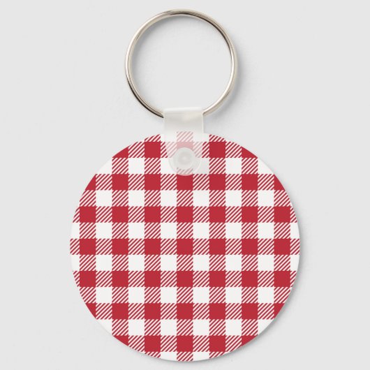 Classic Red and White Gingham Checkered Pattern Sleutelhanger (Achterkant)