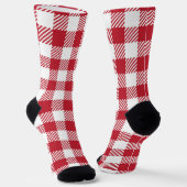 Classic Red and White Gingham Checkered Pattern Sokken (Gebogen)