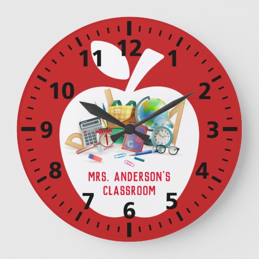 Classic Red Apple Classroom Grote Klok (Voorkant)