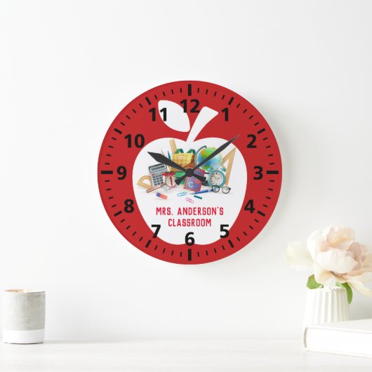 Classic Red Apple Classroom Grote Klok (Huis)