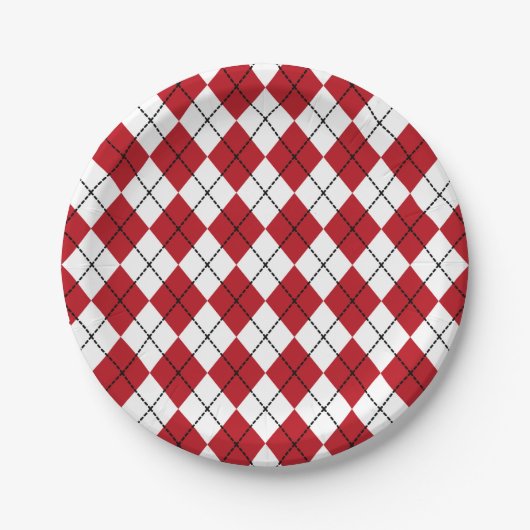 Classic Red Argyle BBQ Picnic Summer Papieren Bordje (Voorkant)