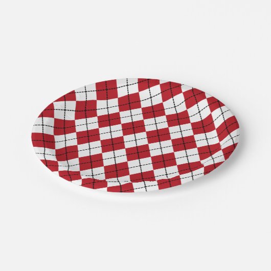 Classic Red Argyle BBQ Picnic Summer Papieren Bordje (Gekanteld)