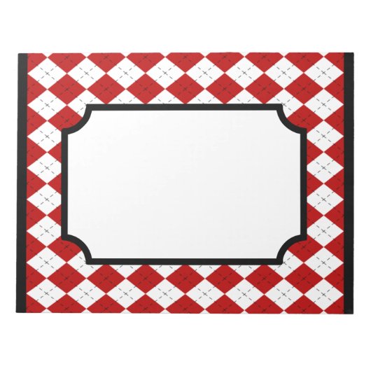 Classic Red Argyle Kitchen Notitieblok (Voorkant)