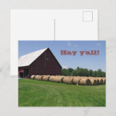 Classic Red Barn & Hay Bales Briefkaart (Voorkant / Achterkant)