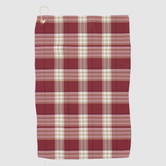 Classic Red Beige Plaid Golfhanddoek (Voorkant)