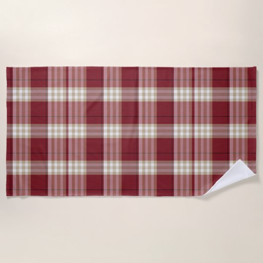 Classic Red Beige Plaid Strandlaken (Voorkant)