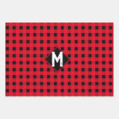 Classic red & black buffalo plaid Monogram initiaa Inpakpapier Vel (Voorkant 2)