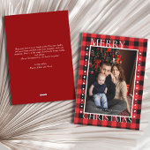 Classic Red Black Buffalo Plaid Photo Christmas Feestdagenkaart
