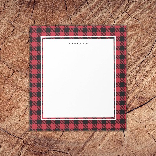 Classic Red Black Buffalo Pset Tartan Naam Notitieblok