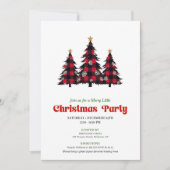 Classic Red Black Plaid Holiday Party Printable Kaart (Voorkant)
