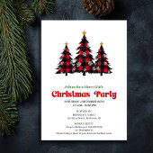 Classic Red Black Plaid Holiday Party Printable Kaart