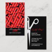 Classic Red & Black Salon Tools - Verticaal Visitekaartje (Voorkant / Achterkant)