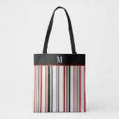 Classic Red Black Stripe Monogram Tote Bag (Voorkant)