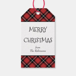 Classic Red Black Tartan met kerstcadeaus Label Cadeaulabel