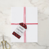 Classic Red Black Tartan met kerstcadeaus Label Cadeaulabel (Met Touw)