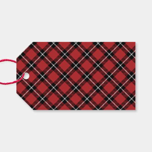 Classic Red Black Tartan met kerstcadeaus Label Cadeaulabel (Achterkant Horizontaal)