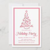 Classic Red Border Christmas Tree Holiday Party Kaart (Voorkant)