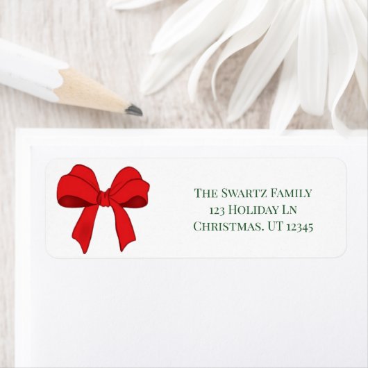 Classic Red Bow Christmas Return Address Labels (Insitu)