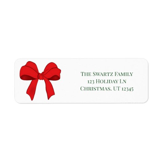 Classic Red Bow Christmas Return Address Labels (Voorkant)